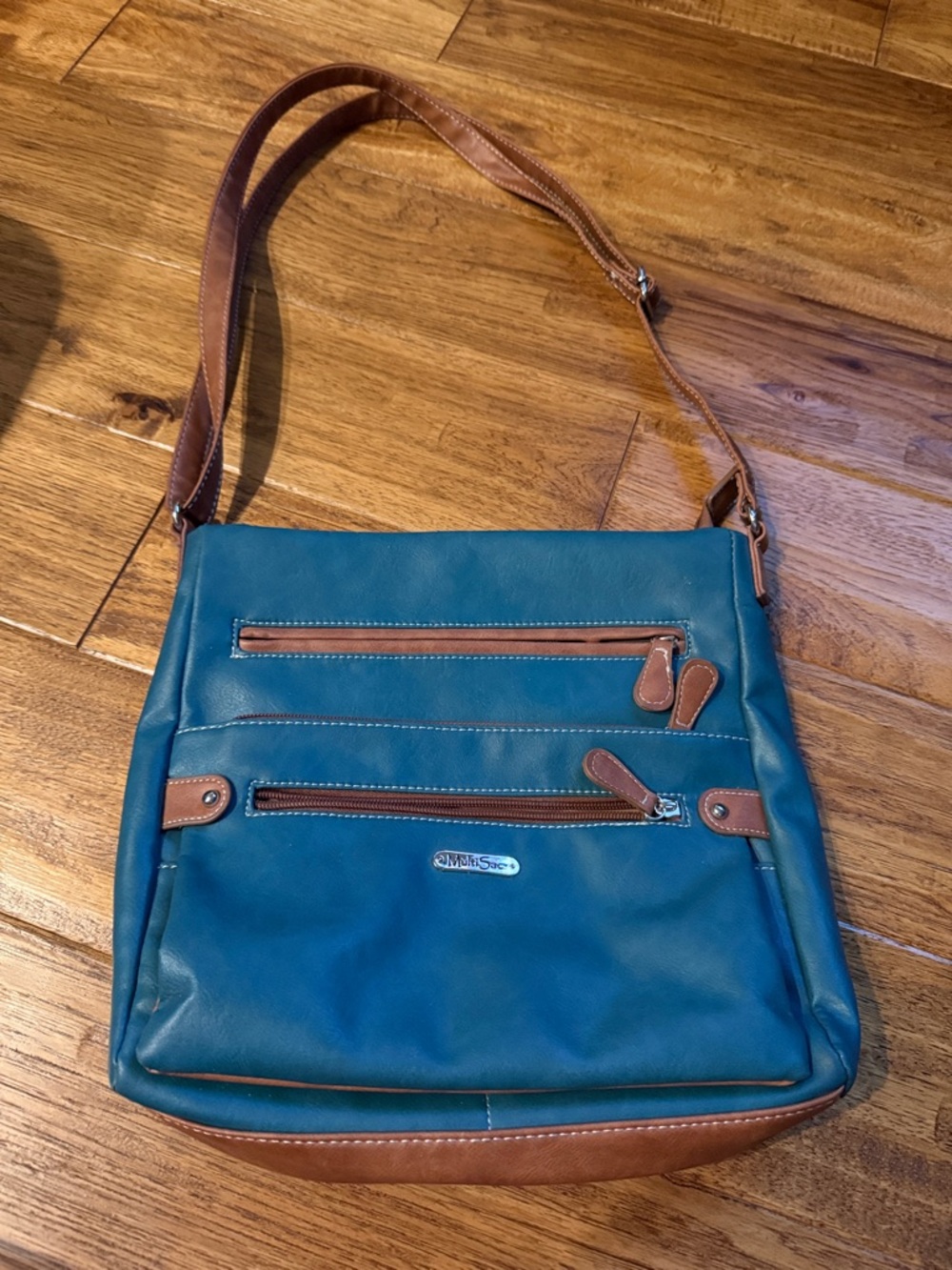MultiSac Teal and Brown Messenger Bag with Adjustable Strap